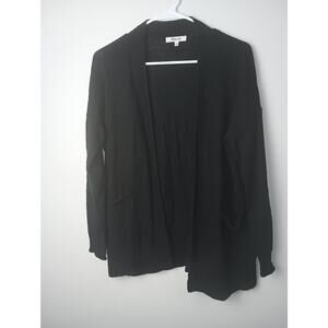 Madewell Black Open Front Cotton sweater Pockets Holiday Winter Women Size Small